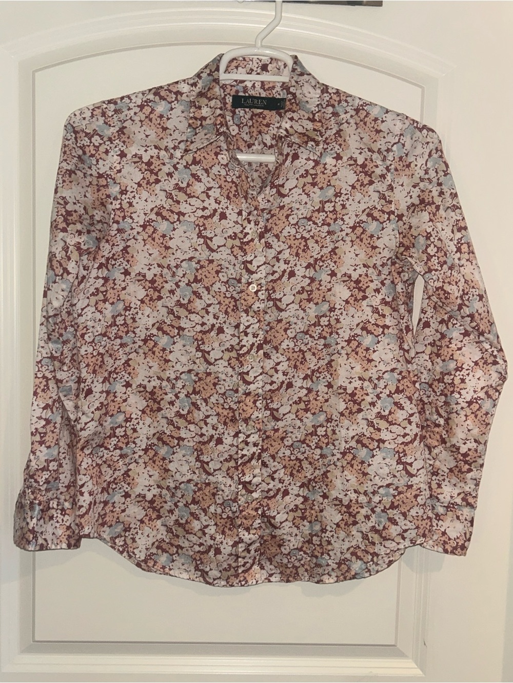 Ralph Lauren Brown and Cream Floral Button-Down Shirt